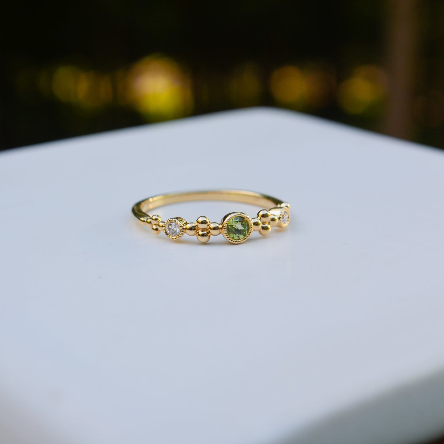 14kY .11ct Peridot .05cttw Diamond Ring TRA7213NPE - 6.5