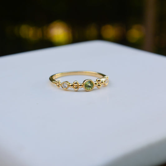 14kY .11ct Peridot .05cttw Diamond Ring TRA7213NPE - 6.5