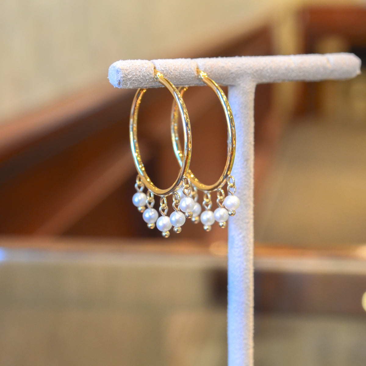 14kY 3mm Pearl Drop Hoop 03/398