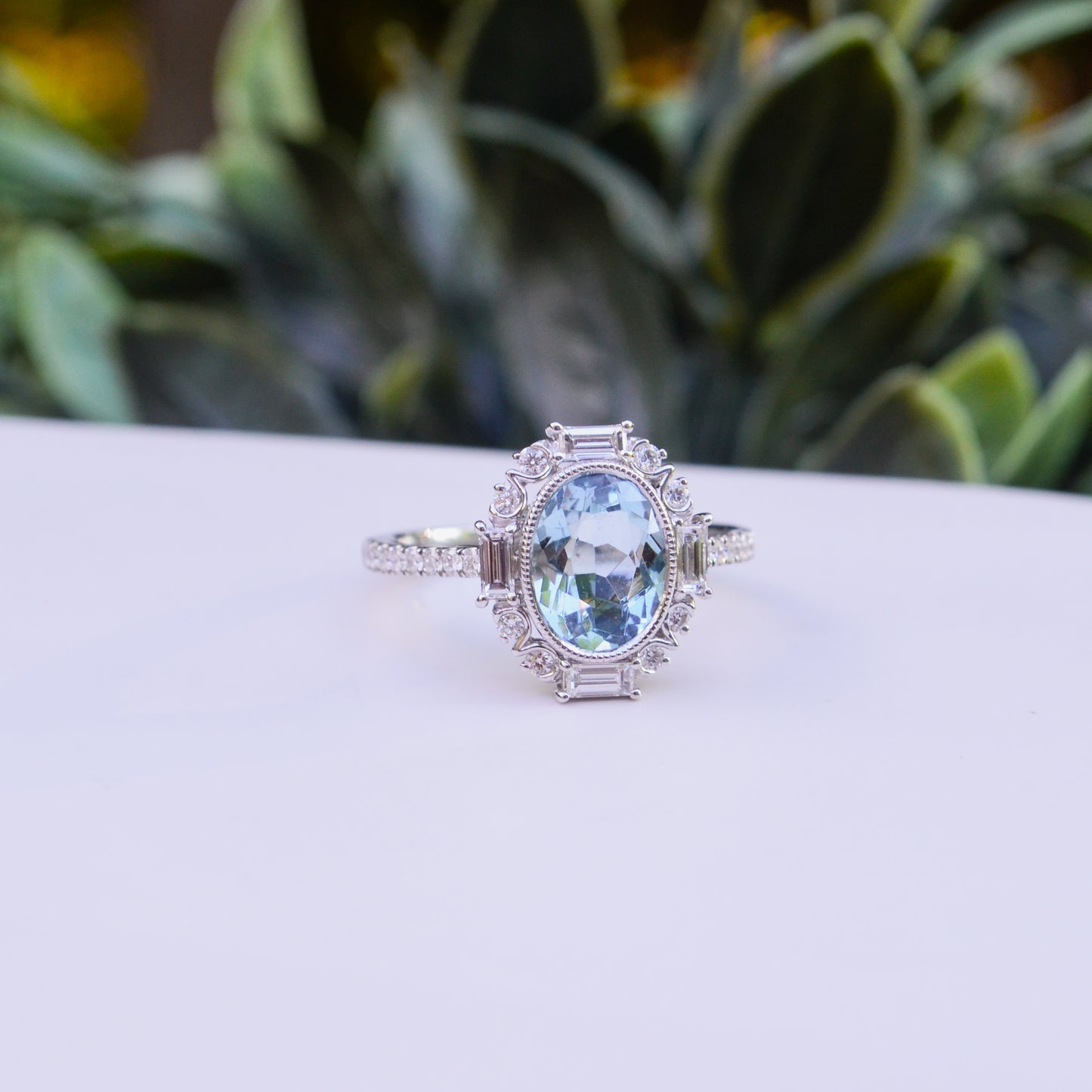 14kW 1.74ct Aquamarine .53cttw Diamond Ring TRQ7475CAQ - 6.5