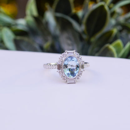 14kW 1.74ct Aquamarine .53cttw Diamond Ring TRQ7475CAQ - 6.5