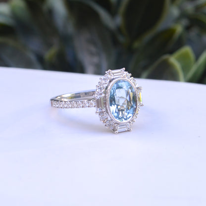 14kW 1.74ct Aquamarine .53cttw Diamond Ring TRQ7475CAQ - 6.5