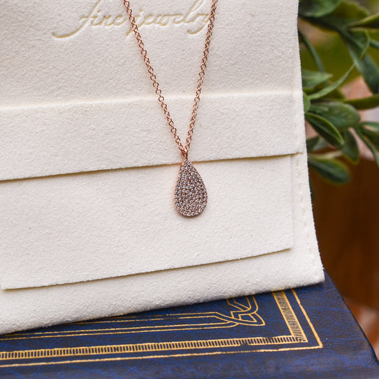 14kR .19cttw Diamond Pave Pear Necklace SC55002003