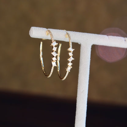 14kY .43cttw Baguette/Round Diamond Half Hoop SC55009281