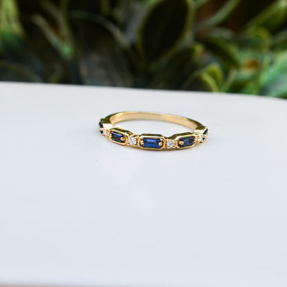 14kY .35cttw Sapphire .05cttw Diamond Band TRA7703NS - 6.5