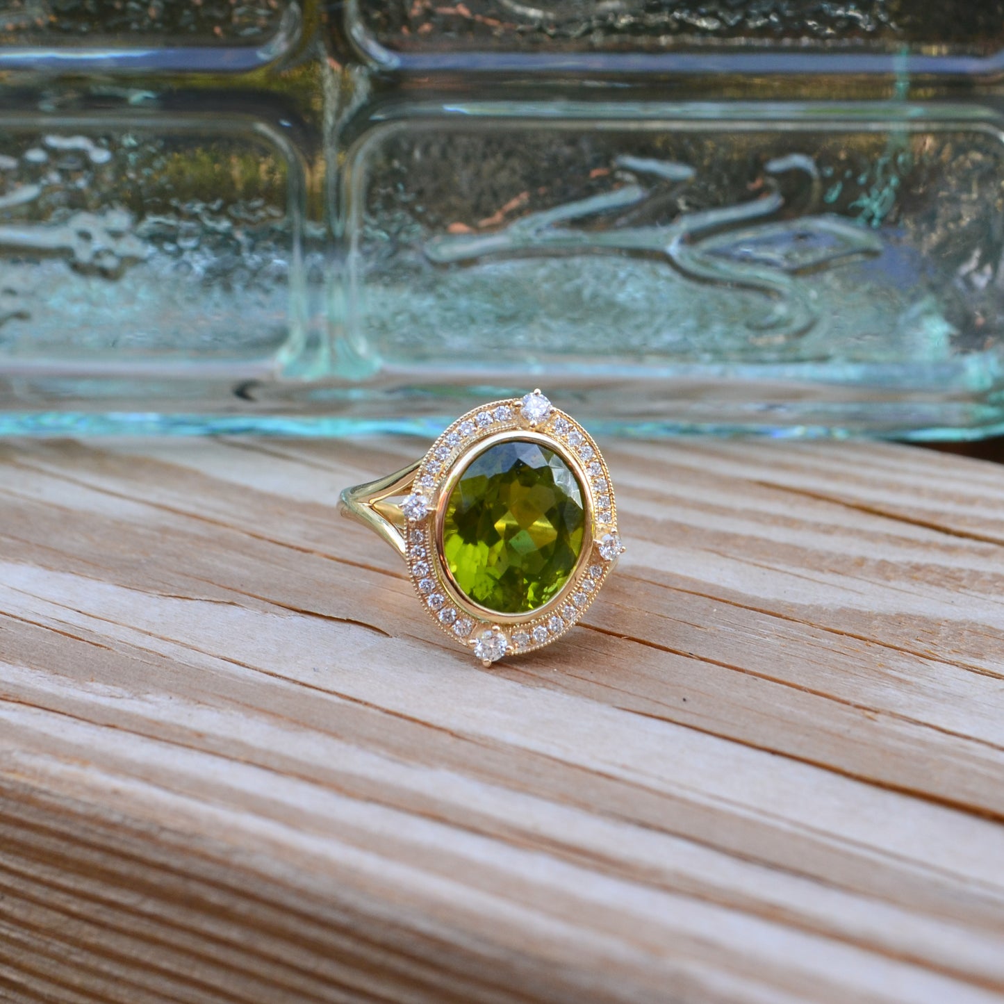 14kY 4.92ct Peridot .30cttw Diamond Ring TRQ7650NPE - 6.5