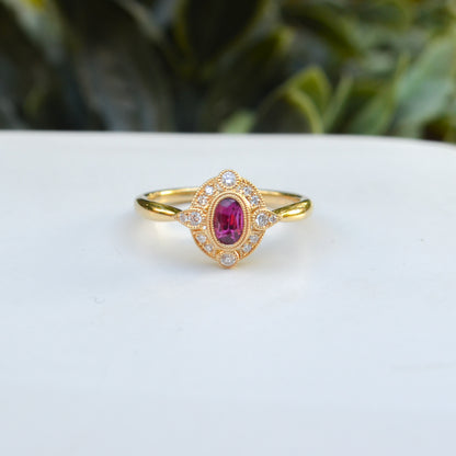 14kY .57ct Ruby .11cttw Diamond Ring TRQ7699NR - 6.5