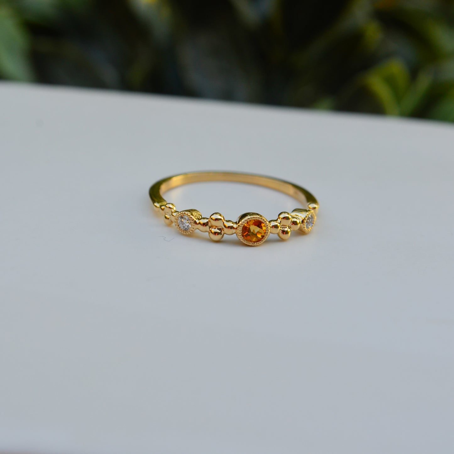 14kY .08ct Citrine .04cttw Diamond Ring TRA7213NCT - 6.5