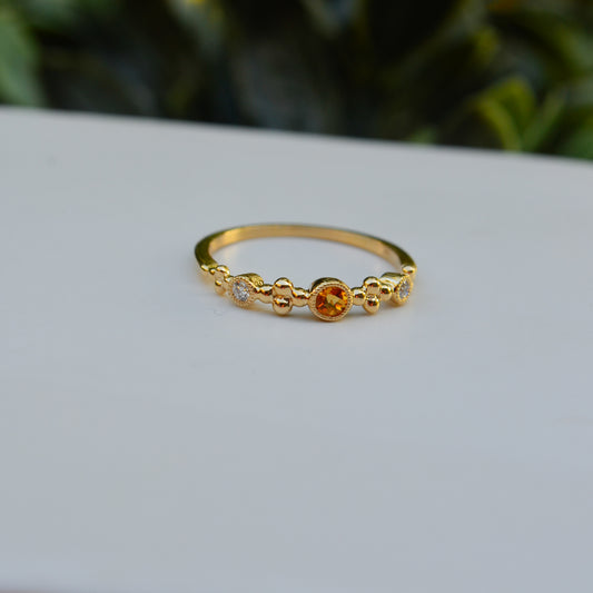 14kY .08ct Citrine .04cttw Diamond Ring TRA7213NCT - 6.5