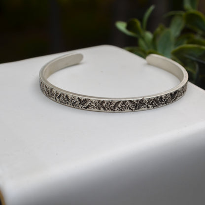 SS Floral Cuff Bracelet - 6"