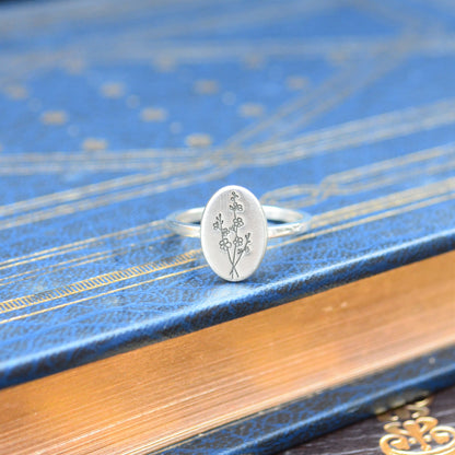 SS Flower Signet Ring - 7.5