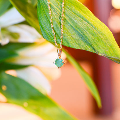 14kY 4mm Emerald Necklace 05/812-05