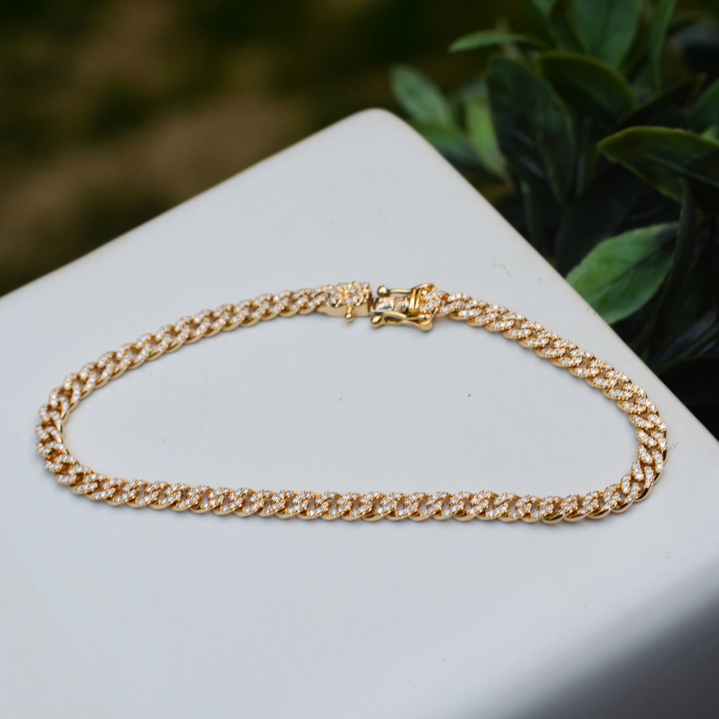 14kY .84cttw Diamond Curb Link Bracelet SC55022866