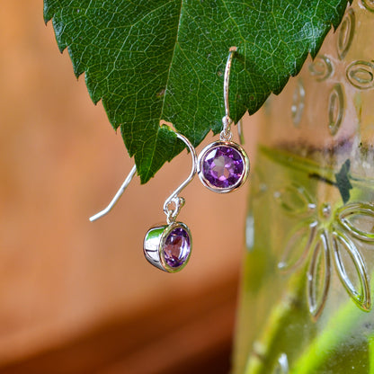 SS 6mm Amethyst Dangle Earring