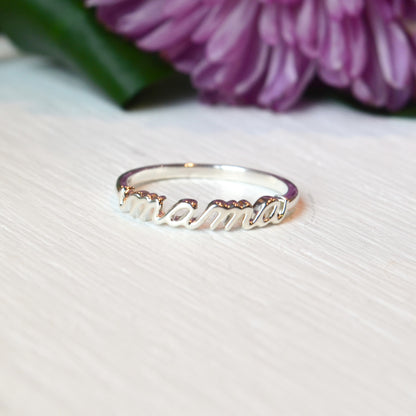 SS Mama Script Ring 57739-7