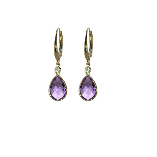 14kY Amethyst .05cttw Diamond Ear E- 0041-D-AM