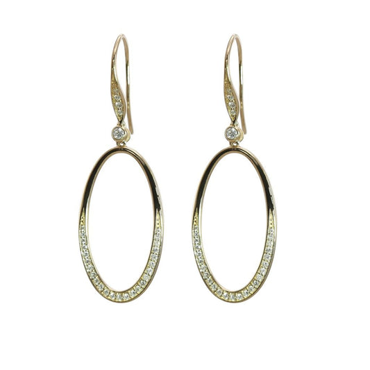 14kY .34cttw Diamond Oval Dangle Earring E- 0206-D 14KY