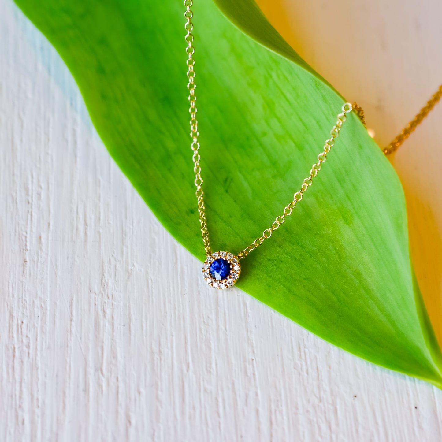 14kY .14ct Sapphire .04cttw Diamond Necklace SC55008112