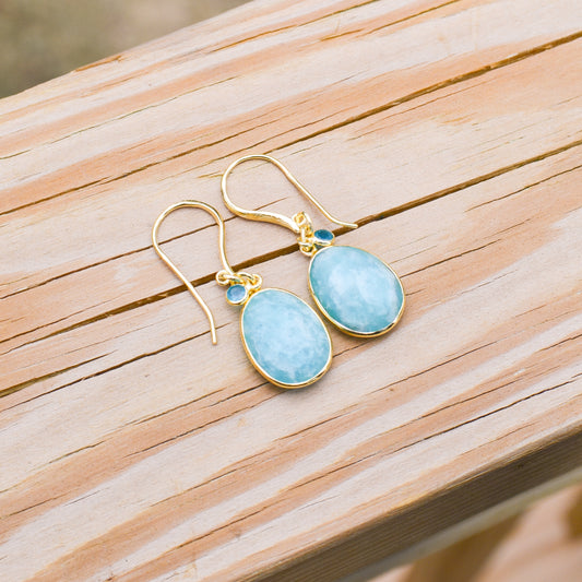 18k Vermeil Amazonite & Apatite Earring PE-129-900JAZO