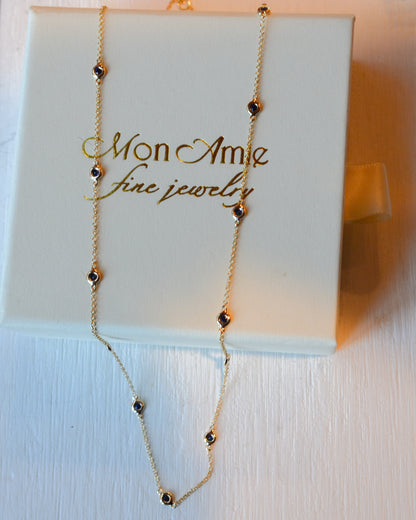 14kY .41cttw Sapphire Station Necklace SC55023794