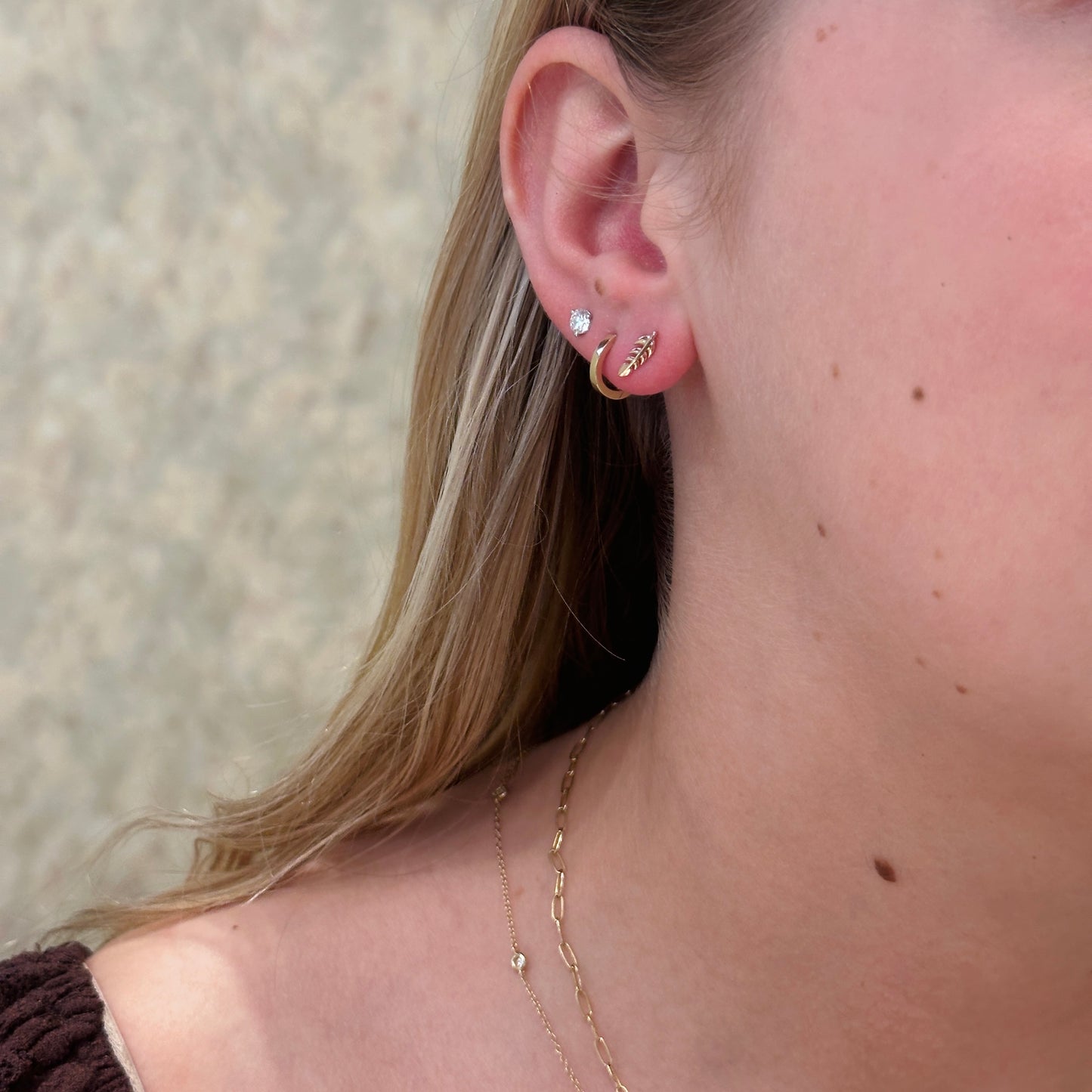 14kR Leaf Stud Earring 86459