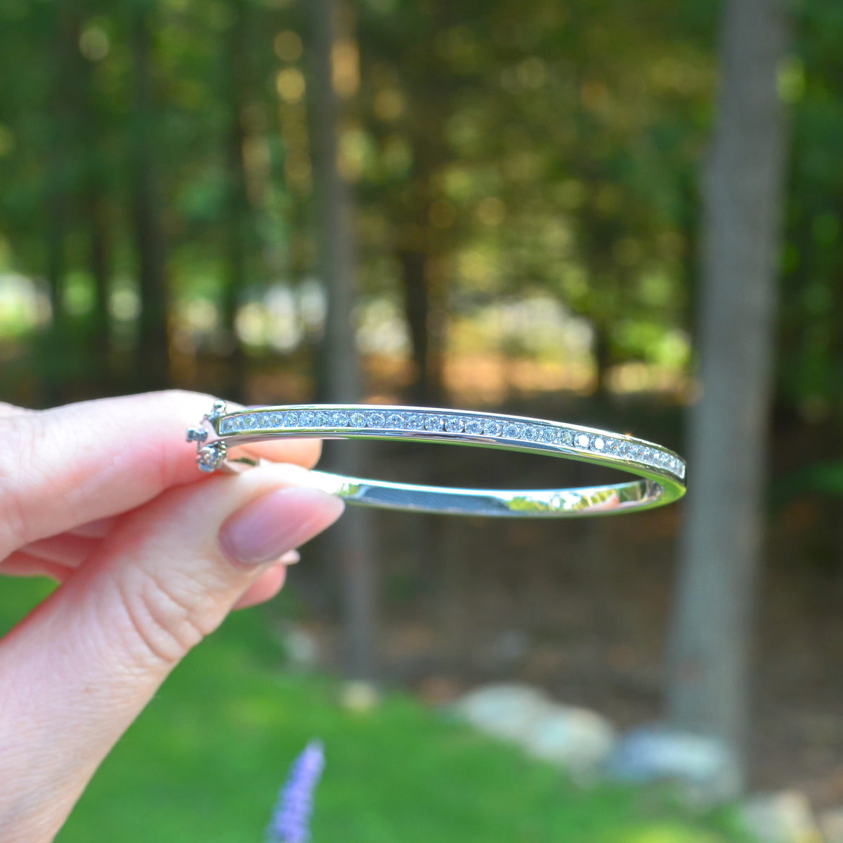 SS CZ Hinged Bangle Bracelet SG280TLCZ