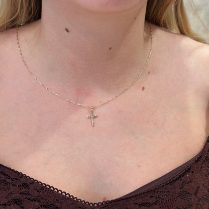 14kY 21x9.7mm Cross Paperclip Necklace R50064 - 18"
