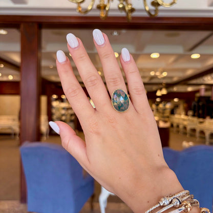 18k Vermeil Moss Agate Ring O129 - 007MUO16