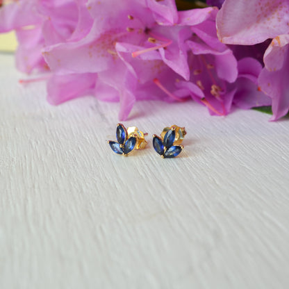 14kY Marquise Blue Sapphire Studs 688828