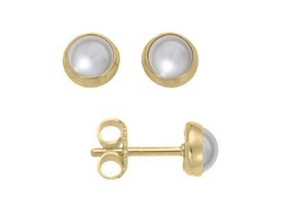14kY Button Earring w/ Pearl Large EA04823P
