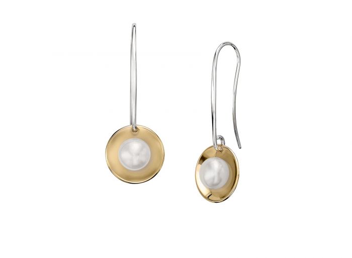 SS/YG Sun Glow Earring with Button Pearl EA32842P