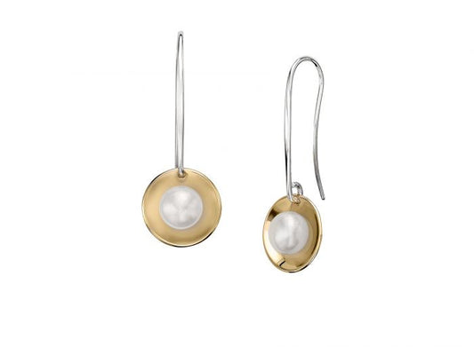 SS/YG Sun Glow Earring with Button Pearl EA32842P