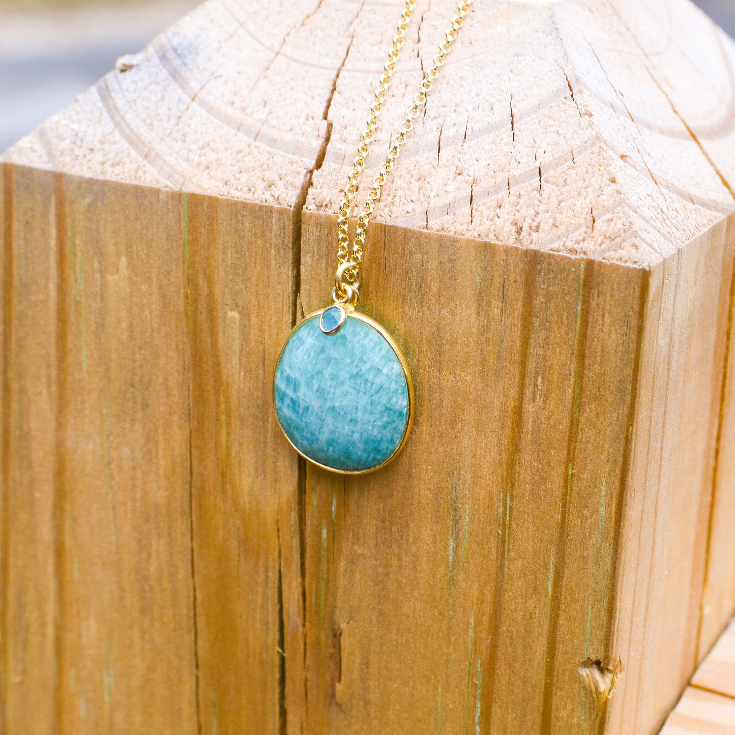 18k Vermeil Amazonite & Apatite Necklace CG-129- 900JAZO