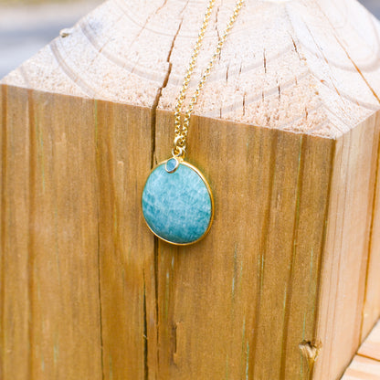 18k Vermeil Amazonite & Apatite Necklace CG-129- 900JAZO