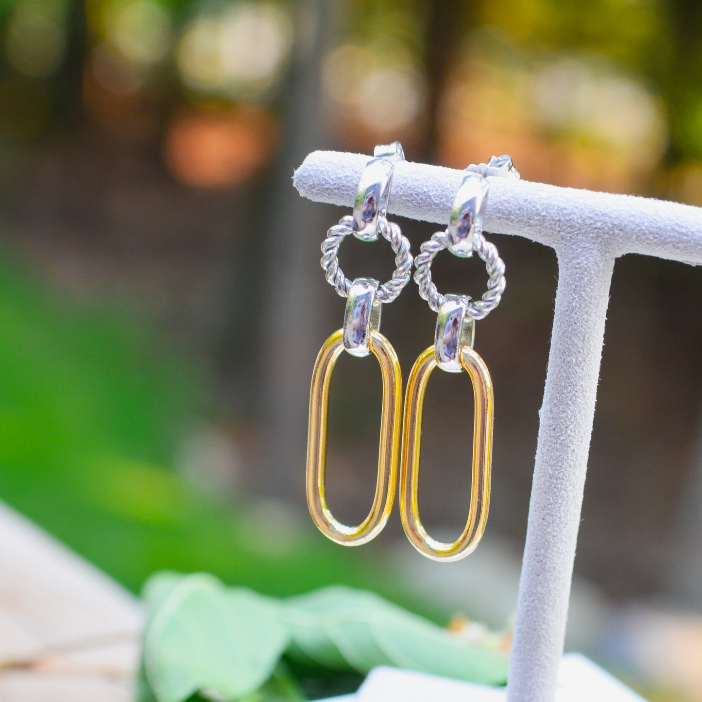 SS/18kY Italian Cable Gold Link Drop Earring SILE16660