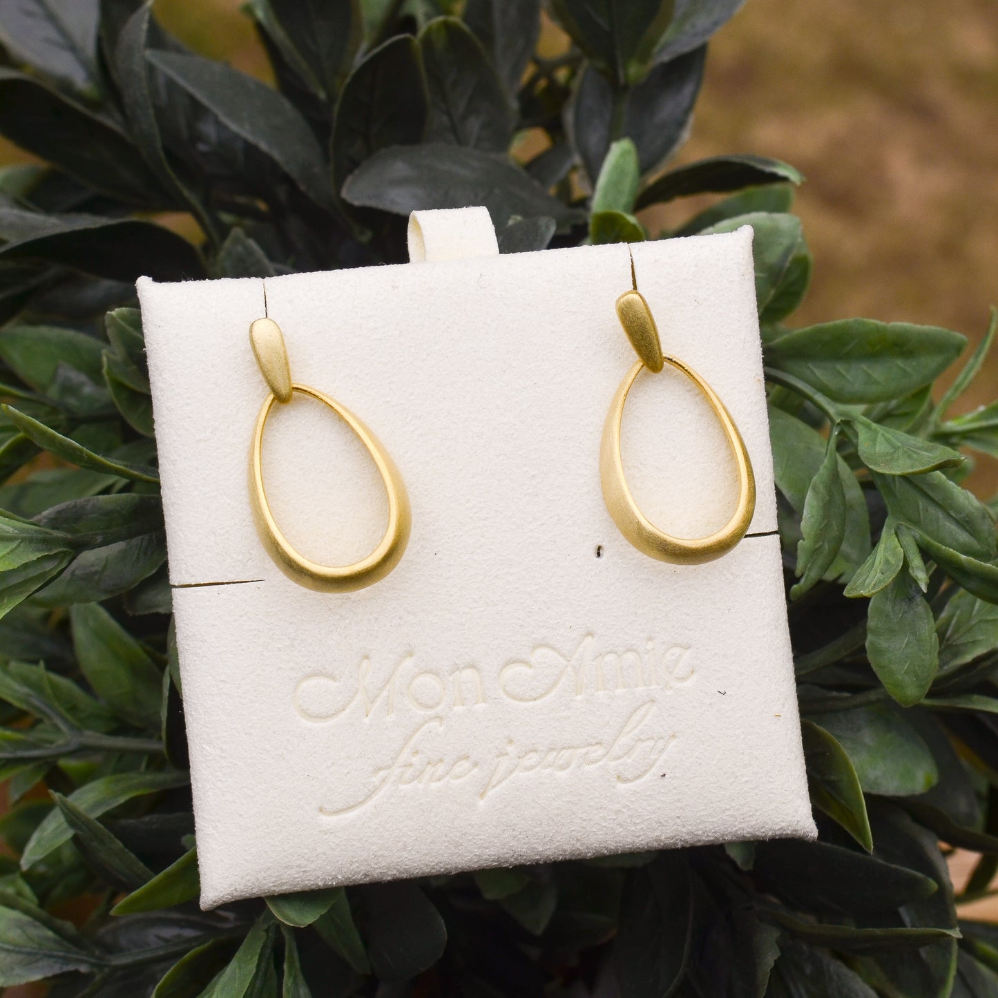 18k Vermeil Satin Oval Dangle Earring PE120-51/OM