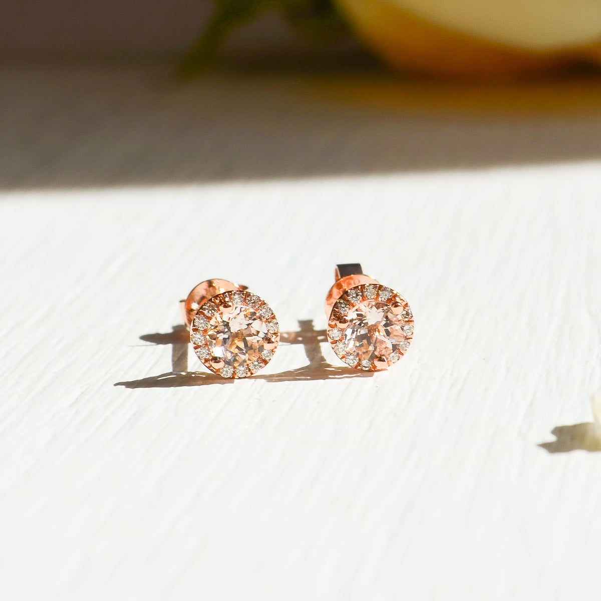 14kR .53cttw Morganite .09cttw Diamond Stud EG12372K45MO