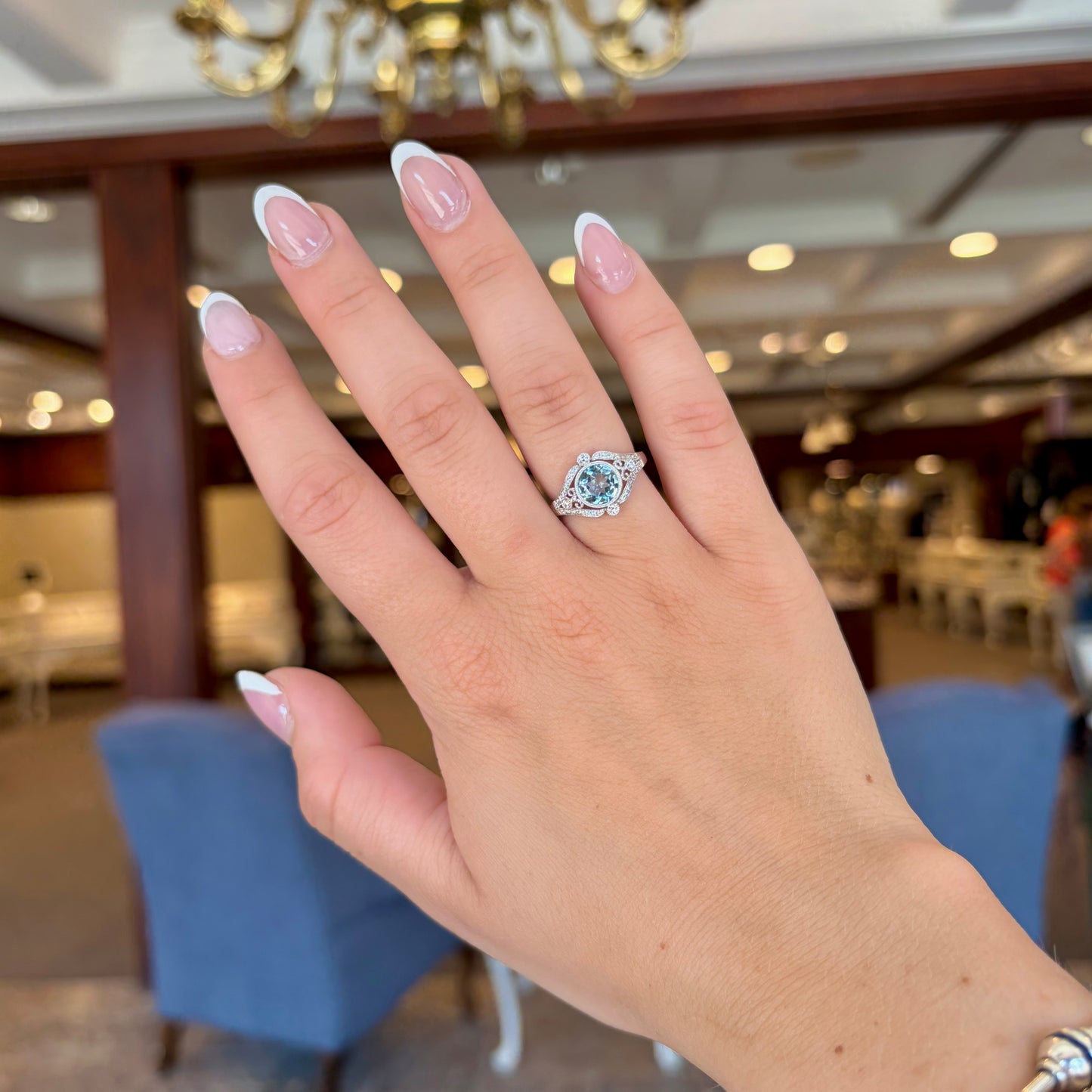 14kW 1.04ct Aquamarine .21cttw Diamond Ring TRQ5376CAQ - 6.5