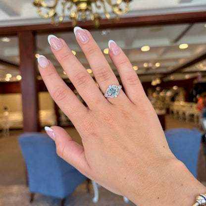 14kW 1.04ct Aquamarine .21cttw Diamond Ring TRQ5376CAQ - 6.5
