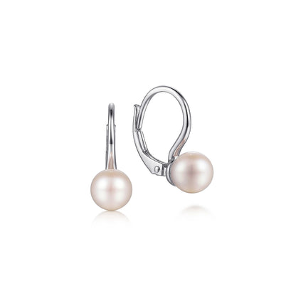 SS Pearl Leverback Earring EG14635SVJPB
