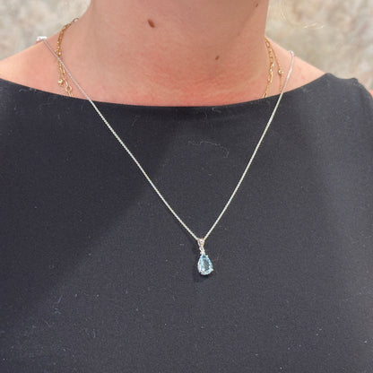 14kW 1.57ct Aquamarine .02ct Diamond Pendant