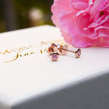 14kR .14cttw Pink Sapphire Bezel Stud SC55026476