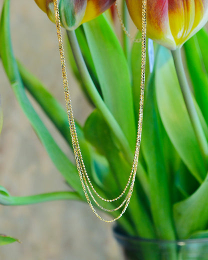 14kY Triple Strand Mixed Chain Necklace MF037978-14Y