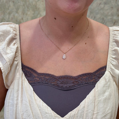 14kR .19cttw Diamond Pave Pear Necklace SC55002003