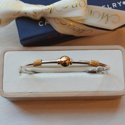 SS/YG Double Rope Plain Bead Bracelet ZB5425-70