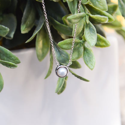 14kW Cultured Pearl Bezel Necklace SC55025175