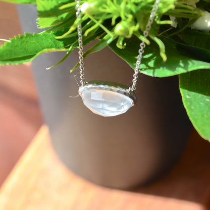 SS 6.20ct Rock Crystal & White Agate Necklace NK4646SVJXW