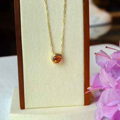 14kY 6mm Citrine Bezel Paperclip Necklace 88688 -18"