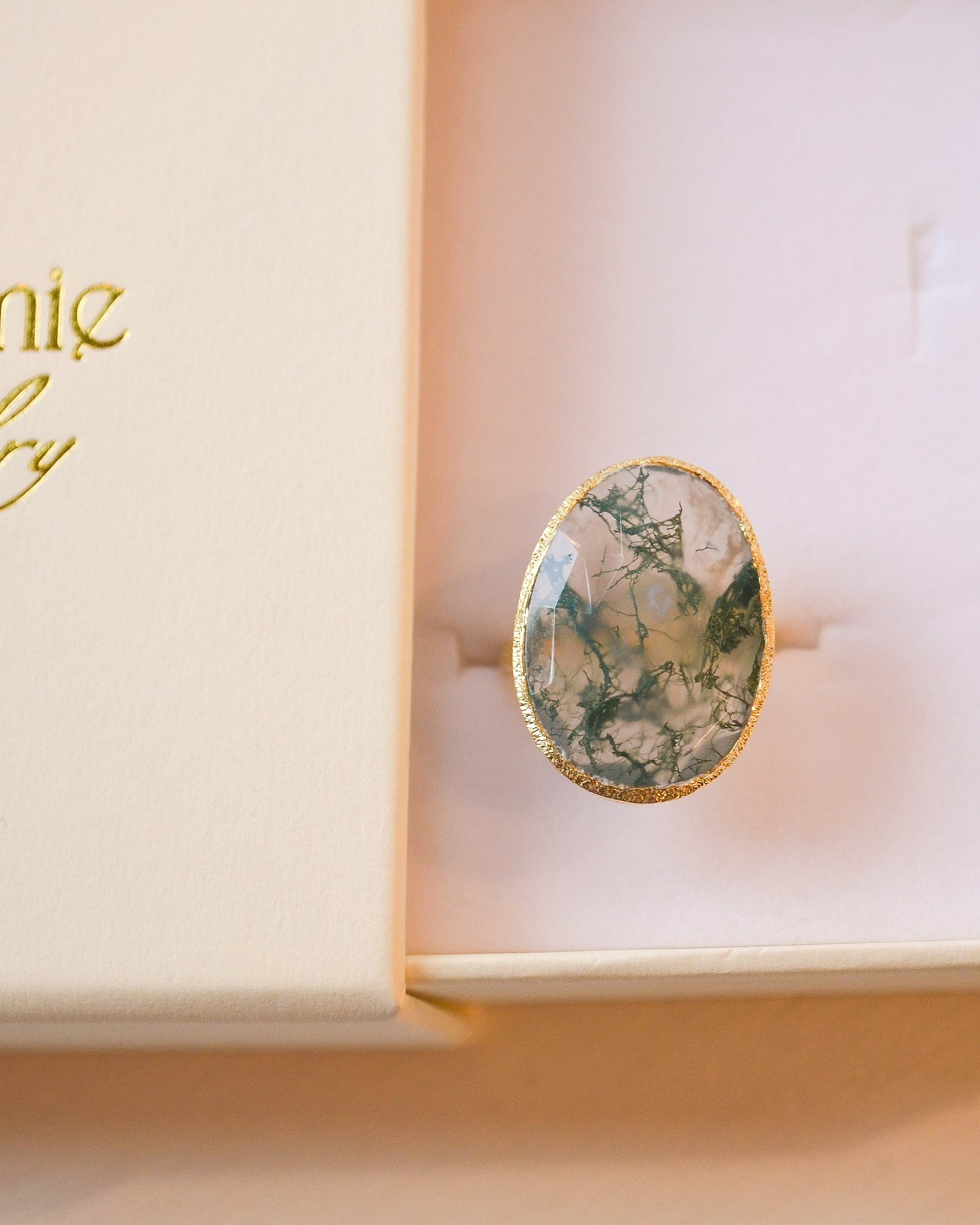 18k Vermeil Moss Agate Ring O129 - 007MUO16