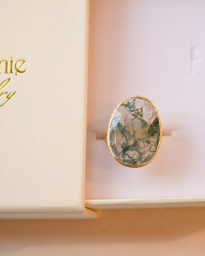 18k Vermeil Moss Agate Ring O129 - 007MUO16